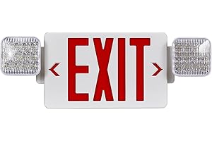 CM MZY Red Exit Sign with Emergency Light, Two Adjustable Square Head,Exit Sign with Battery Backup,US Standards,UL Certified,Exit Sign Combo for Business,AC 120/277V,1 Pack