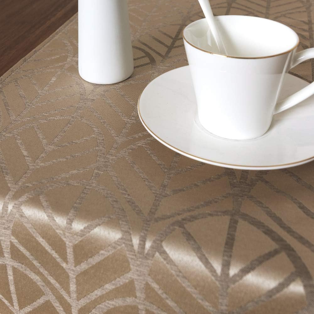 jinchan Jacquard Table Runner Length Leaf Pattern for Kitchen Restaurant Linen Textured Printed Table Cover for Dinner Holiday Parties 1 Panel 13" W x 72" L Taupe: Home & Kitchen