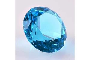 Zoogamo 4” / 100 mm Turquoise Diamond Shaped Glass Crystal Paperweight – Home Office Decor & Valentine's Day Gift Wedding Favors Centerpieces Decoration with Gift Box