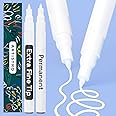 ARTISTRO 2 White Permanent Marker - Waterproof Markers for Tire, Fabric, Rocks, Glass, Ceramic, Wood, Paper - Oil Based Paint Pens - Extra-Fine Tip 0.7mm