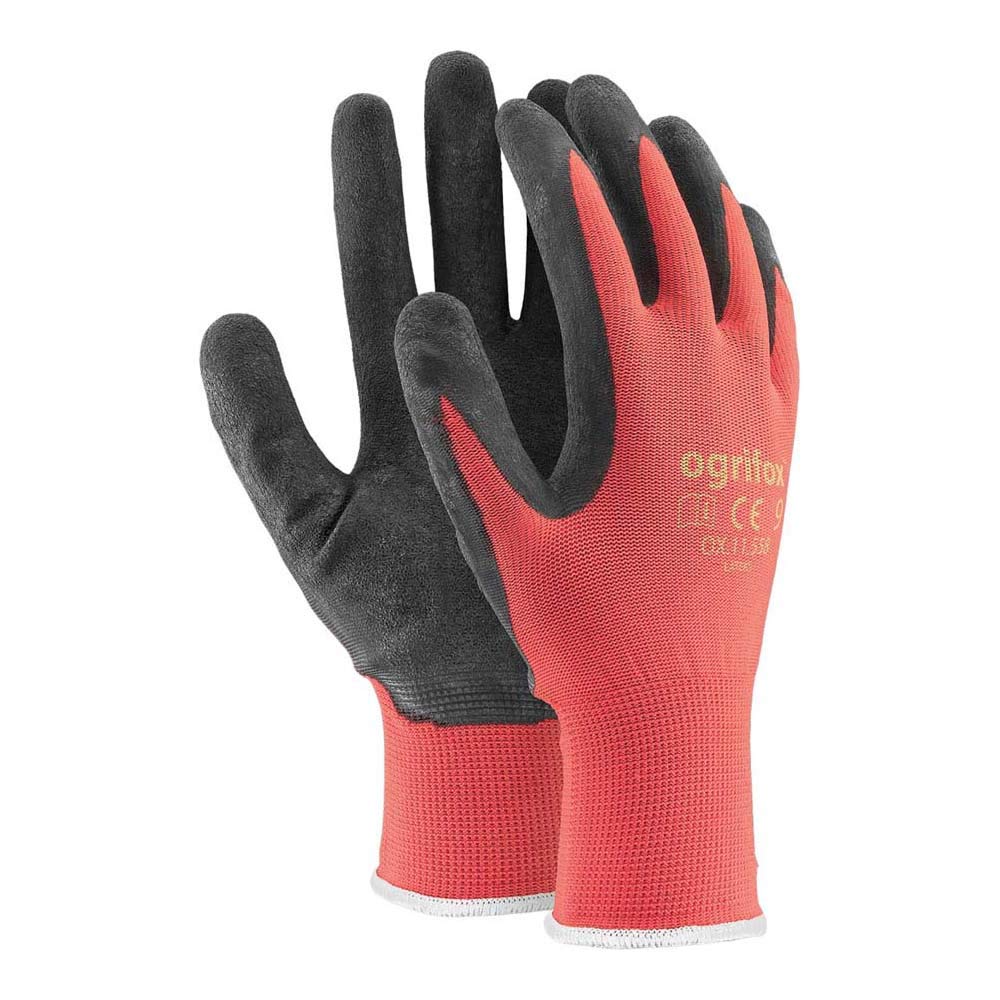 Ogrifox OX-Lateks_Cb9 Protective Gloves, Ox.11.558 Lateks, Red-Black, 9 Size, Pack of 12, Size 9 (Pack of 12)