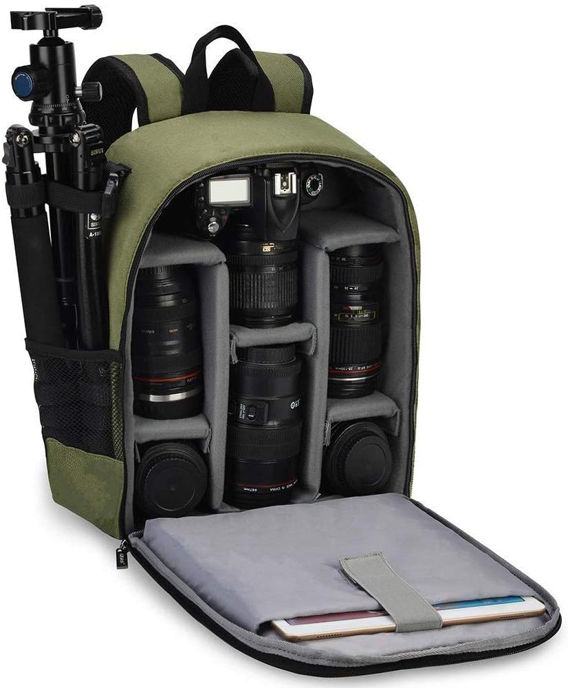 RUBRIC? Camera Backpack Bag Professional for DSLR/SLR Mirrorless Camera Waterproof, Camera Case Compatible for Sony Canon Nikon Camera and Lens Tripod Accessories (M, Army Green)