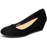 Trary Women's Wedges Heels for Women Pumps Round Toe Mid Heels Comfortable Closed Toe Dressy Shoes Women Pumps Wedge Shoes for Wedding Work Office Party 1.8 Inches