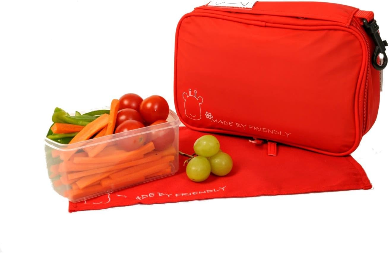 Friendly Kids Insulated Reusable Lunch Bag, Red