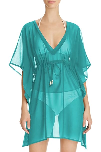 Pink Wind Womens Sheer Kimono Cover Ups Chiffon Long Beach Wear Dress