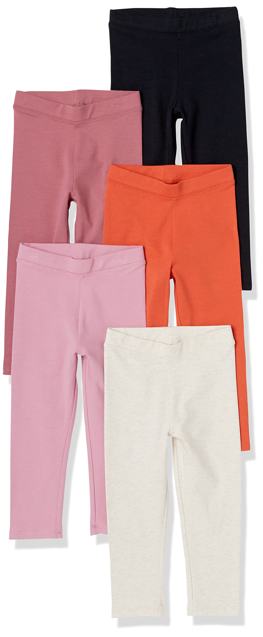 Amazon Essentials Toddler Girls' Leggings, Pack of 5, Black/Blush/Ivory/Orange/Pink, 4T Image Amazon Essentials Toddler Girls' Leggings, Pack of 5, Black/Blush/Ivory/Orange/Pink, 4T Image