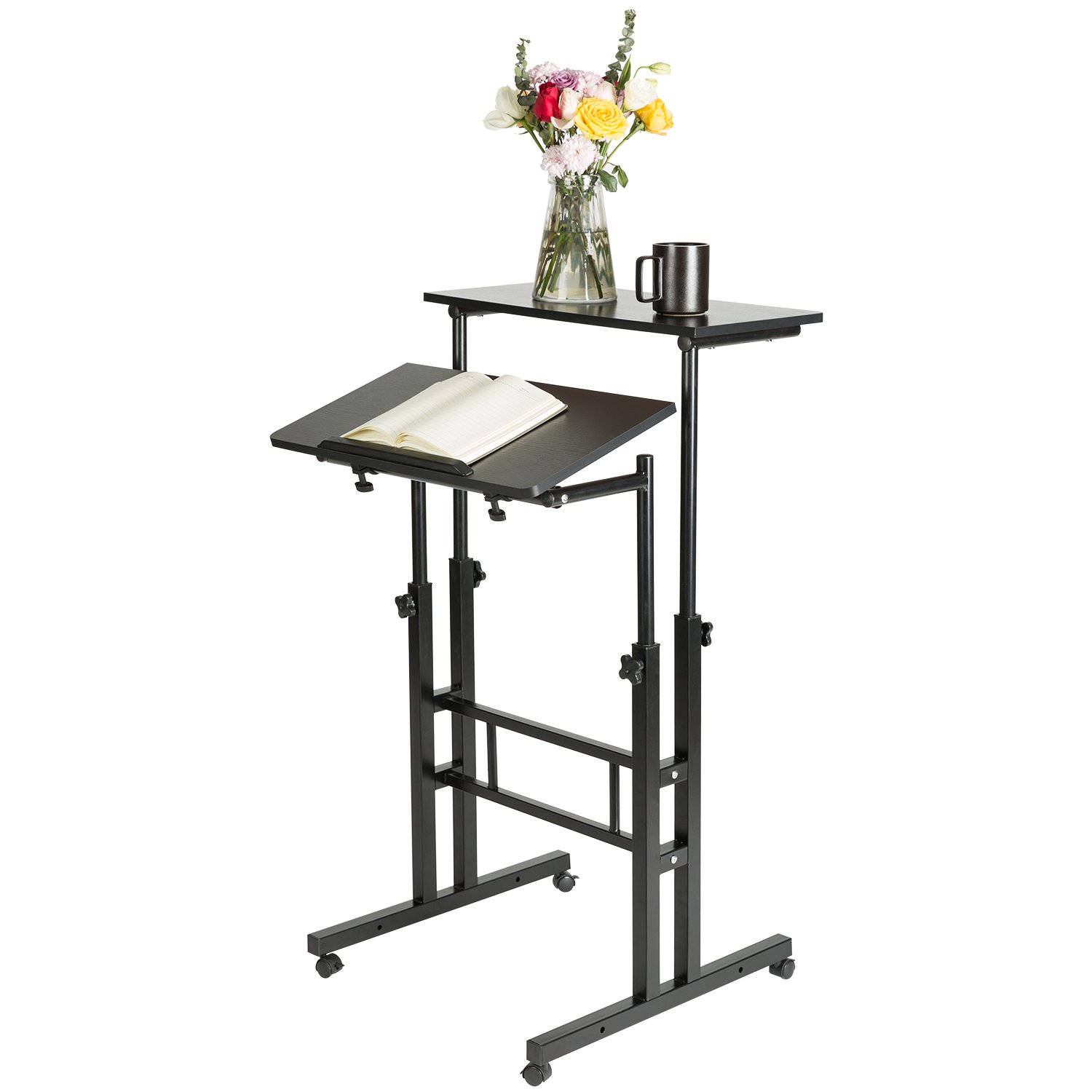 DOEWORKS Mobile Stand Up Desk Height Adjustable Computer Work Station