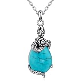 Genuine Turquoise Necklace 925 Sterling Silver Turquoise Snake Necklace Vintage Nature Gemstone Western Jewelry for Women