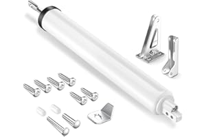 SARDVISA Storm Door Closer, Heavy Duty Pneumatic Screen Door Closer, Adjustable Closing Speed, Safety Closure with Hold Open Feature, Universal Window & Door Bracket Kit (White)