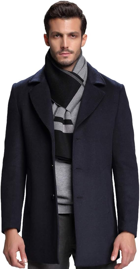 Amazon Riona ウール マフラー メンズ 秋 冬 大判 ストライプ おしゃれ 暖かい 羊毛 マフラー 上品 箱入り ブラック 黒 ストール マフラー 通販