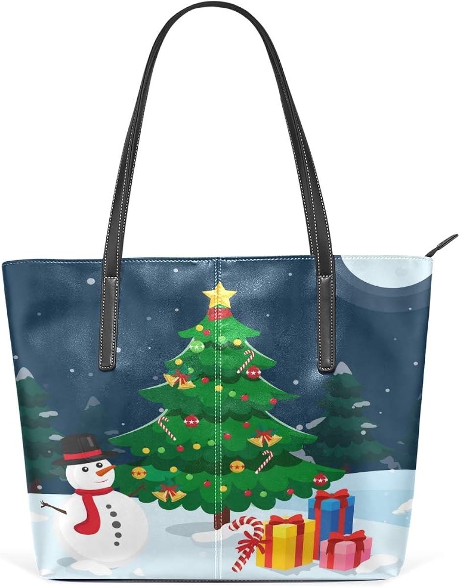 Lianchenyi - Bolso de mano para árbol de Navidad, muñeco de nieve, piel
