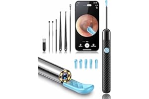 AIFINI Ear Wax Removal Tool Camera - Ear Wax Removal Kit - Ear Cleaner with Camera - 1080P HD Ear Camera with 6 Ear Spoon - Christmas Gifts for Women - Ear Cleaner for iOS & Android (Deep Black)