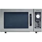Panasonic NE-1025F Compact Light-Duty Commercial Microwave Countertop Oven with 6-Minute Electronic Dial Control Timer, Bottom Energy Feed, 1000W, 0.8 Cu. Ft. Capacity Silver