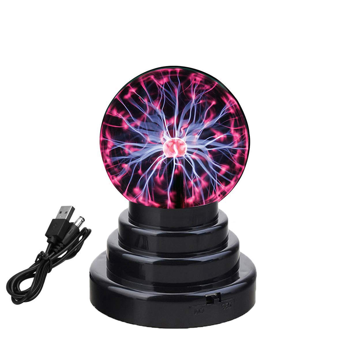 Junxave Plasma Ball Lamp Light [Touch Sensitive] Nebula Sphere Globe Novelty Toy - USB or Battery Powered