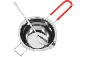 MUELODSIC DIY Candle Wax Melting Pot Set 400ml Stainless Steel Wax Melt Warmer Kit with Handle and Mixing