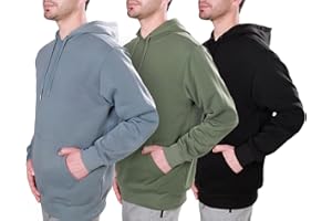 WHITE PEAK TRADING COMPANY Mens Workout Hoodie, 3 Pack Long Sleeve Fleece Lightweight Pullover Hooded Sweatshirt with Pocket