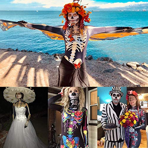 Neusky Lady Skull Skelett Kostüm Perfektes Kostüm für Halloween, Weihnachten , Karneval oder Mottoparties (XL, Bunt) – Bild 7
