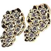 Retro 90's Solid 14K Yellow Gold Plated 925 Sterling Silver Screw Back Post Diamond Cut Men's Stud Iced Cz S Hip Hop Iced Cz Solid Nugget Earrings For Men