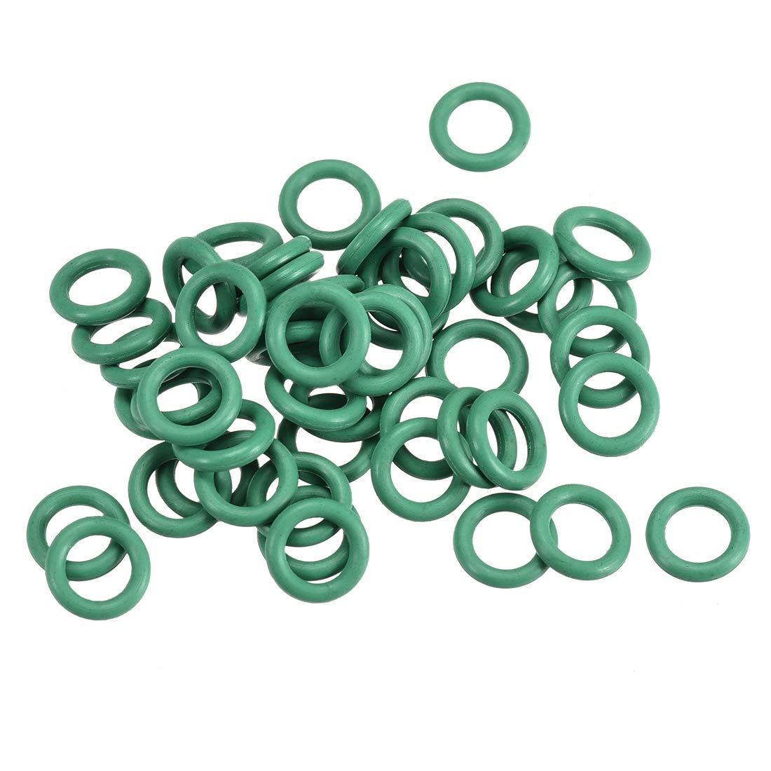 sourcingmap Fluorine Rubber O-Rings, 8mm OD 5mm ID 1.5mm Width FKM Seal Gasket for Machinery Plumbing, Green, Pack of 50
