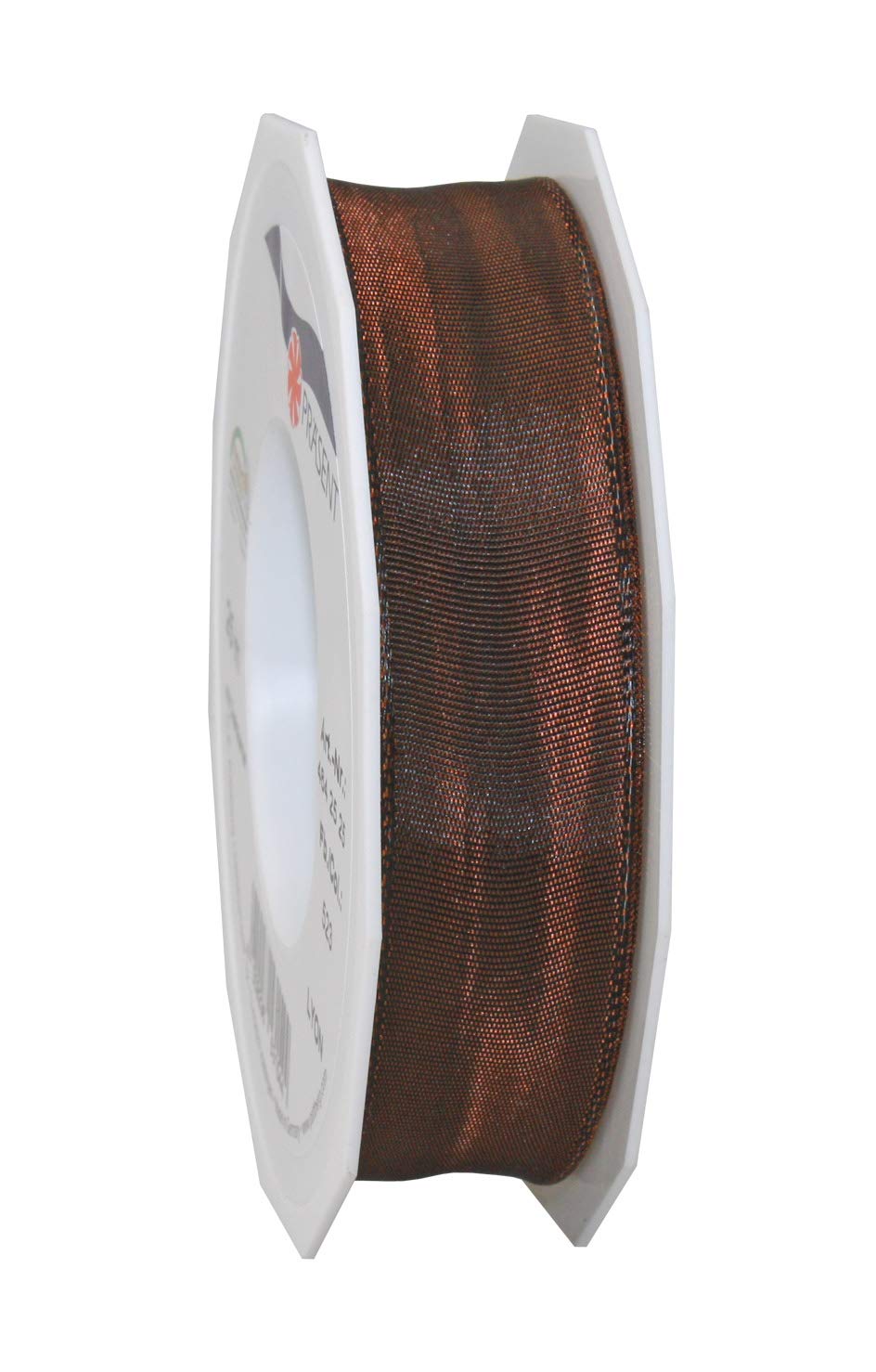 Präsent - Lyon Wired Taffeta Ribbon Espresso 25 mm Width, 25 m Length