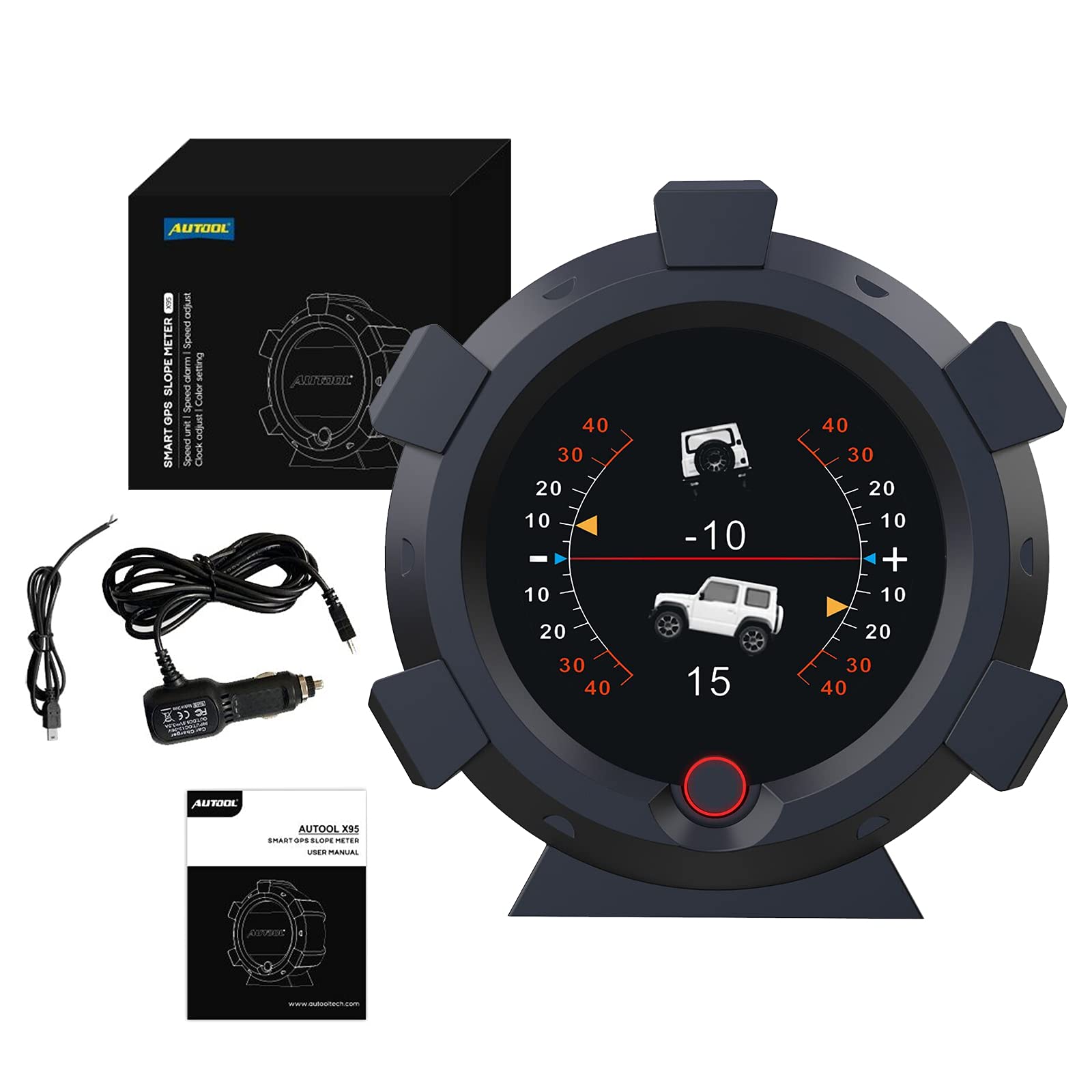 OURANTOOLS X95 GPS Speed Slope Meter, Digital Inclinometer Level & Angle Gauge, Head Up Display Speedometer, Bevel Tilt Gauges with Multifunctional Function for All DC5-28V Cars