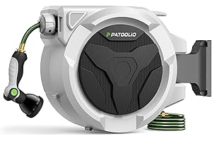 Retractable Hose Reel, 1/2 inch, 100 ft, 180° Swivel Bracket Wall-Mounted, Garden Water Hose Reel with 10 Pattern Nozzle, Aut