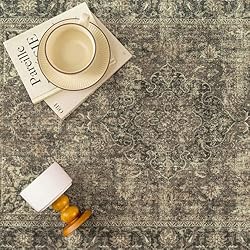 WondRg 9x12 Washable Brown Vintage Area Rug for