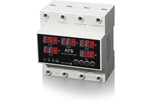 VORGENS 4P 63A 110V ATS Automatic Transfer Switch with LED Display for Generator/Inverter/Utility Power, Over-Voltage and Under-Voltage Protection, Over-Current Protection, 50Hz/60Hz Din Rail Mount