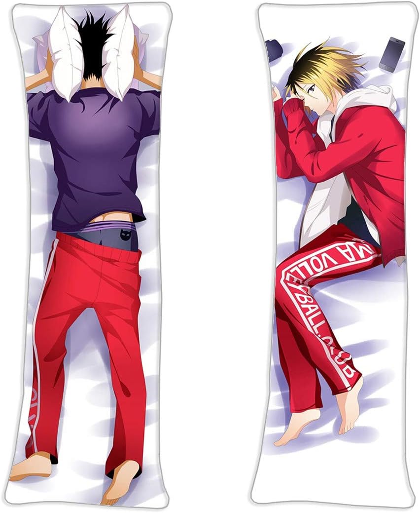 LOliU8 Kozume Kenma and Kuroo Tetsurou Haikyuu Male Dakimakura Pillow Cover Manga Cosplay Long Hugging Body (59 inch x 19.6 inch) 2Way Tricot Hugs Throw Pillowcase