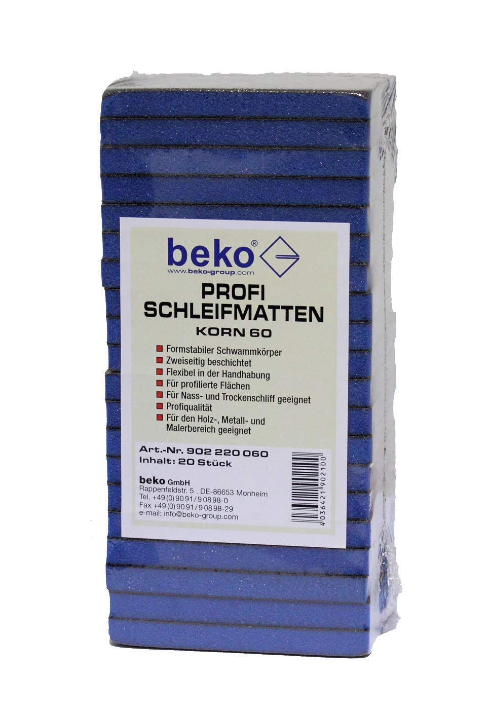 Beko Professional Sanding Pad Pack of 20, 180 Grit, Pack of 1, 902220180