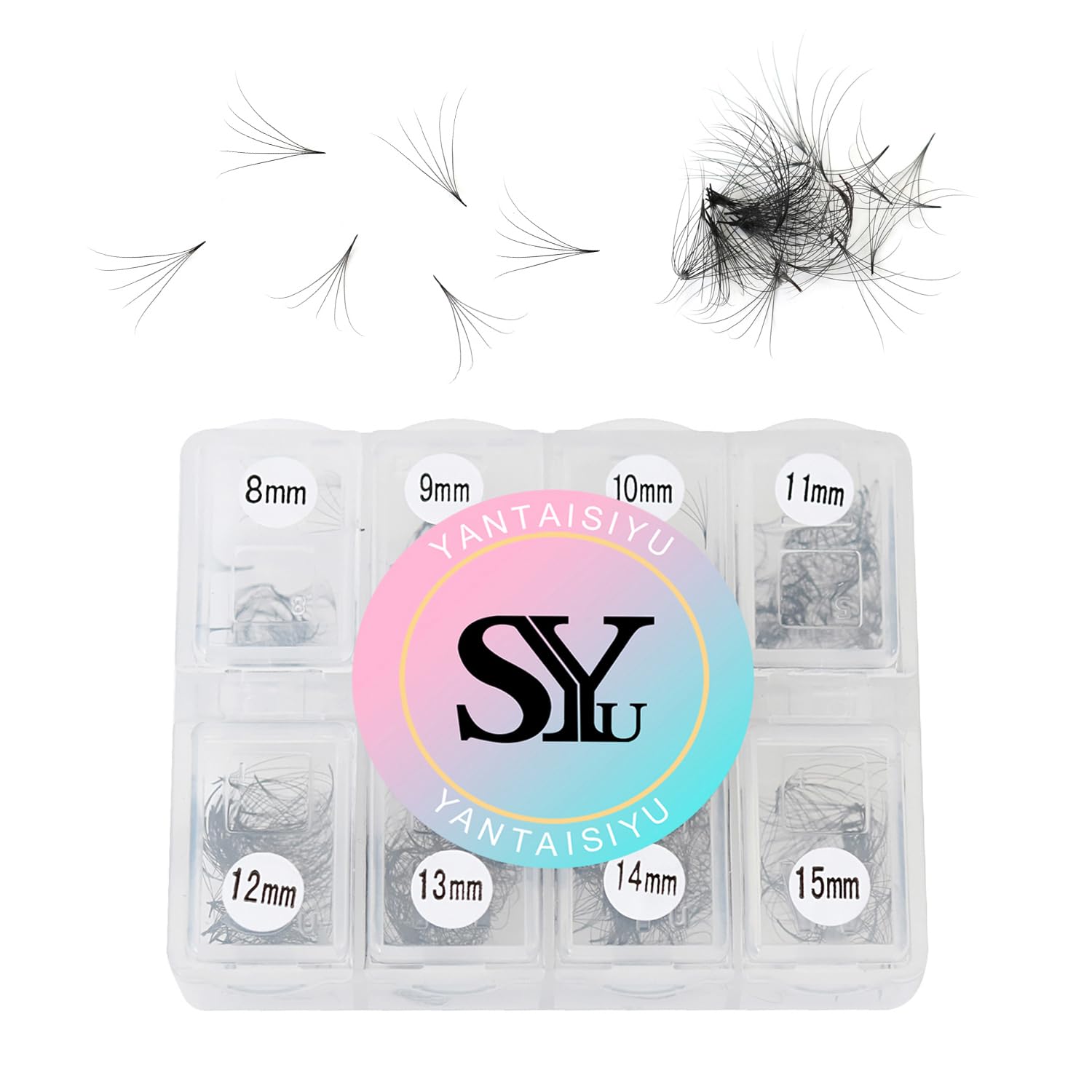 600 Fans 5D Premade Volume Eyelash Extensions 8-15mm Mixed Length Pre-made Fans Thin Volume Lash Extensions C Curl Handmade Loose Lashes (5D-0.07-C-8-15mm）