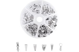 UNICRAFTALE 120pcs 6 Styles 304 Stainless Steel Pendant Pinch Bails Ice Pick Pinch Bails Clasp Dangle Charm Bead Pendant Jewelry Finding Connector Bails for Jewelry Making 7-10mm Long