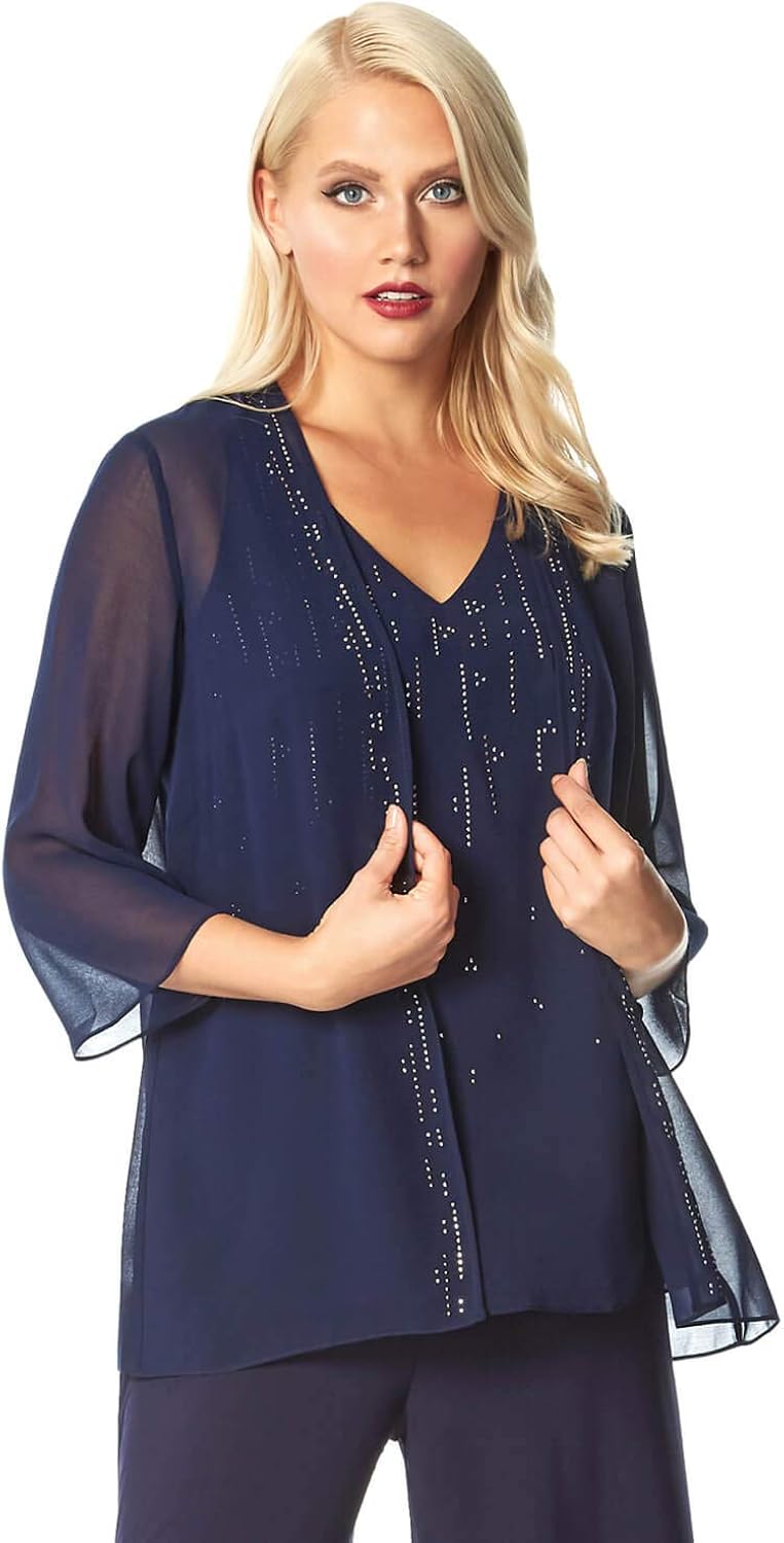 Roman Originals Women Sparkle Embellished Cami Top and Cover Up