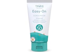 TruKid Easy On Mineral Sunscreen SPF 50 - All Natural Kids & Baby Sunscreen for Face & Body, Non-Toxic Zinc Oxide Sunblock Protection for Sensitive Skin, Unscented, FSA Eligible, Travel Size 3.4oz