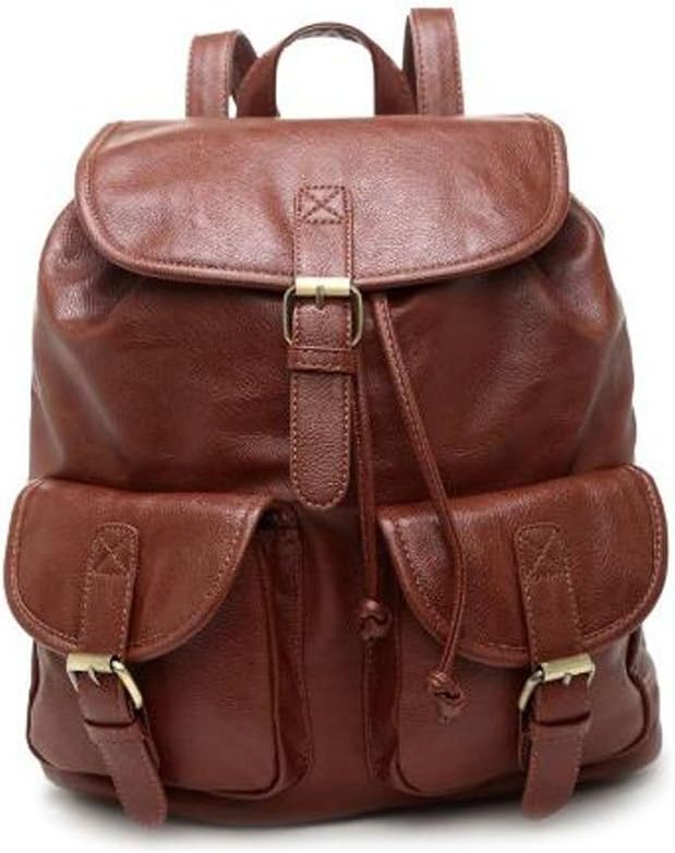 Ladies Faux Leather Rucksack/Backpack School Bag Work Travel Bag (Dark Brown)