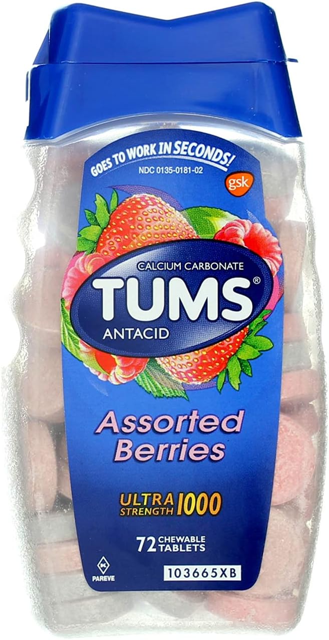 Tums Ultra 1000 Tablets Assorted Berries - 72 ct, Pack of 5