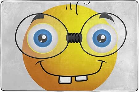 FANTAZIO Alfombra de área divertida con emoticonos de emoticonos rectos