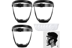 TRIrunpdl 3 Pack Clear Full Safety Face Shield for Adults Women Men(Not Fit Wear Glasses), Adjustable& Reusable Super Protective Face Shields with Super Lightweight, High-Definition, Anti-Fog