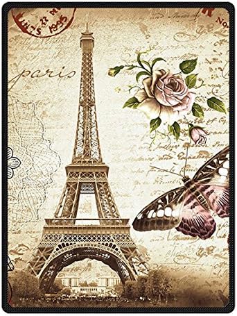 QYOU Custom Paris Eiffel Tower Fleece Throw Blanket Queen Size 58" x 80"
