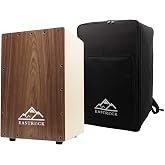 EASTROCK Walnut Wood Full-Size Cajon Drum Box (12&times;11.7&times;18 In) | Wooden Percussion Instrument with Internal Guitar Strings &amp; Carry Bag for Beginners and Professionals
