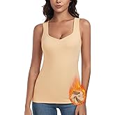 WOWENY Thermal Fleece Tank Top for Women Sleeveless Sweetheart Neck Winter Vest Underwear Tops Warm Cami Base Layer