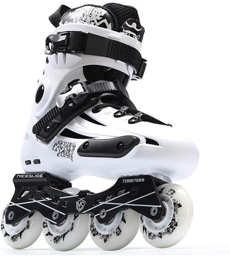 PIAOL Adult Inline Skates, Outdoor Flat Flower Skates For Beginners, Men And Women Professional Roller Skates,White-EU36