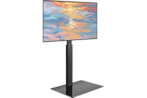 WKWKER Floor TV Stand for 27-65 inch LED Screen Adjustable TV Stand with Mount Swivel Floor Televisions Stand with Tempered Glass Base for Corner Bedroom Living Room Max VESA 400x400mm
