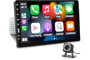 NHOPEEW 9inch Single Din Touchscreen Car Stereo Compatible with Apple Carplay and Android Auto, Bluetooth Car Radio with Backup Camera