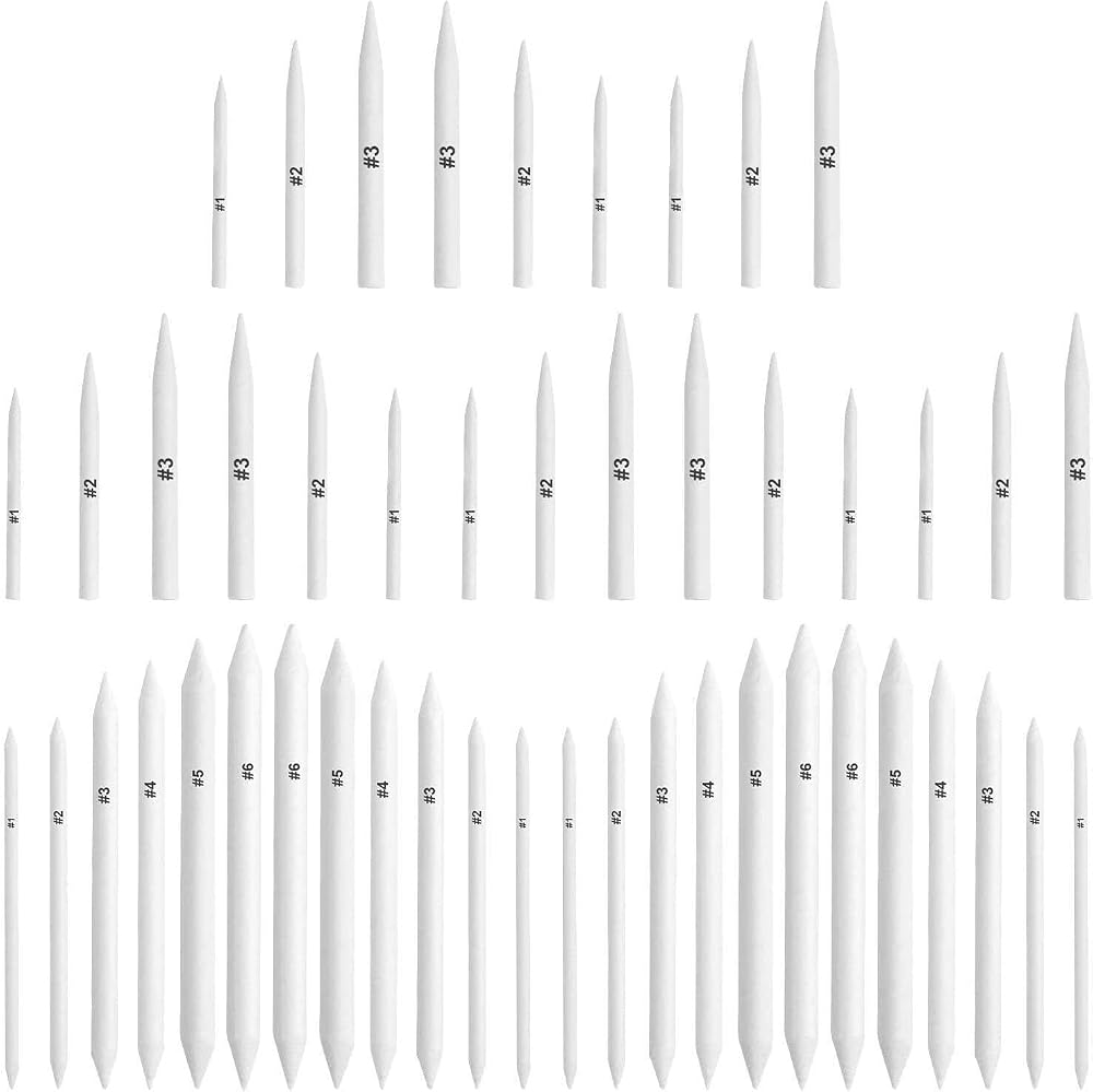 FEBSNOW 48Pcs Blending Stumps Tortillions Sketch Tools Art Pencils