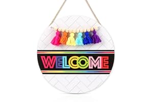 HOURIA Bright Colorful Classroom Decor,12” Classroom Door Wreath Decorations with Tassels Garland, 3D Rainbow Wreath Sign for Classroom Office Home Front Door,LGBT Pride Door Sign