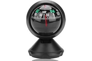 HAKEETA Car Compass, Night Vision Electronic Digital Compass, Direction Guidance for Boat Vehicle, Can be Decorative Ornament or Birthday Present, Pivoting Compass, Stick, Easy to Read, Black