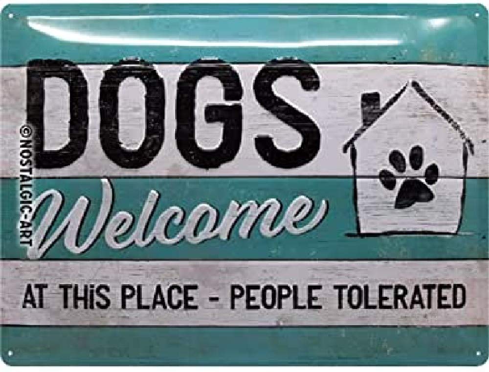 Nostalgic-Art Retro Tin Sign – PfotenSchild – Dogs Welcome – Gift idea for pet owners, Metal Plaque, Vintage design for wall decoration, 30 x 40 cm