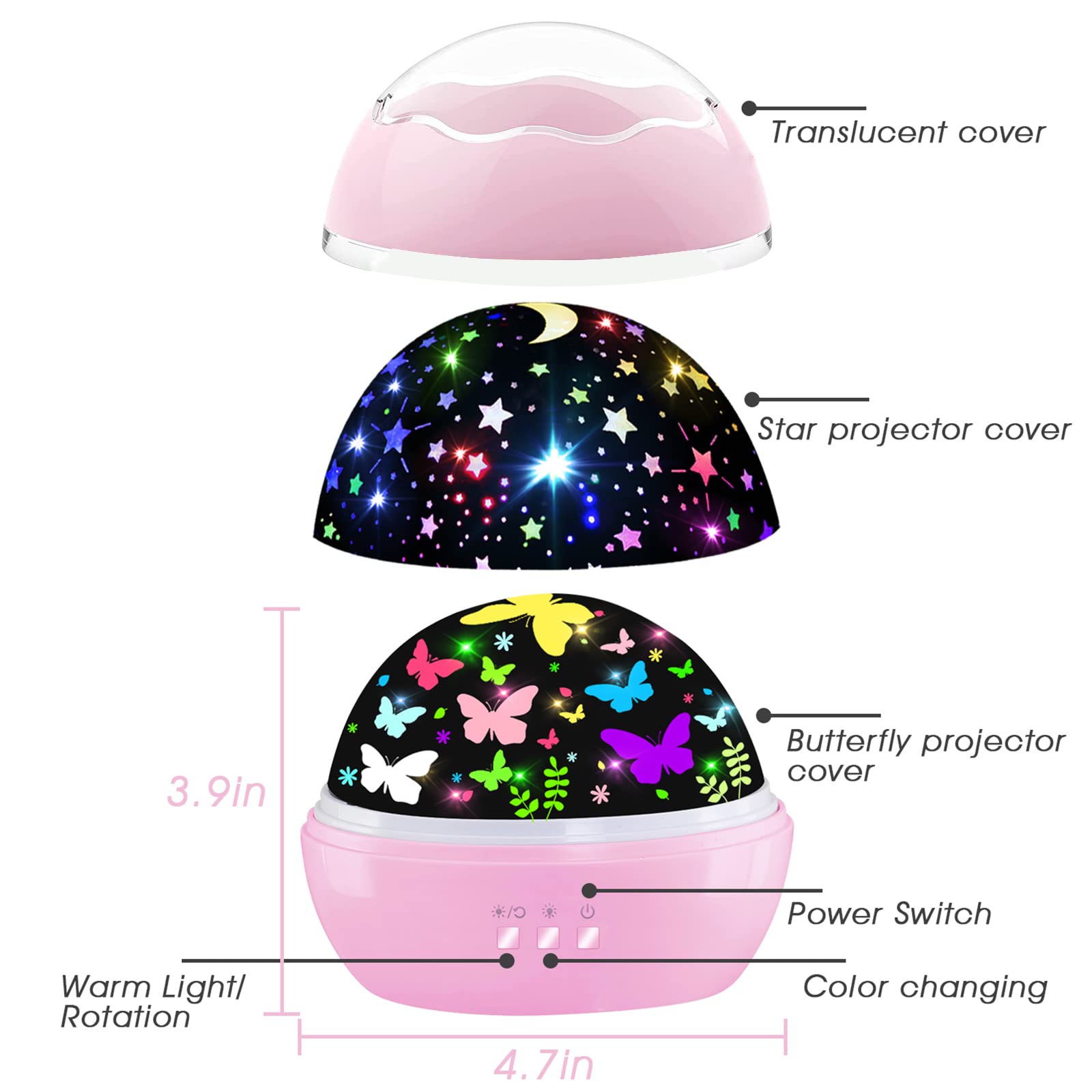 Butterfly Decorations Toddler Toys for 3-8 Year Old Girls, 16 Colors Star Projector Butterfly Night Light, Butterflies Party Room Decor, Christmas Easter Birthday Kids Toys Gifts for Girls Age 5-12
