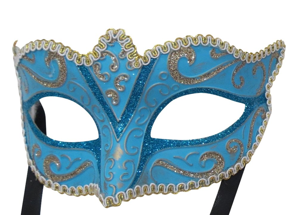 MASK & CO Mens or Ladies Quality Turquoise & Gold Venetian Masquerade Party Ball Eye Mask